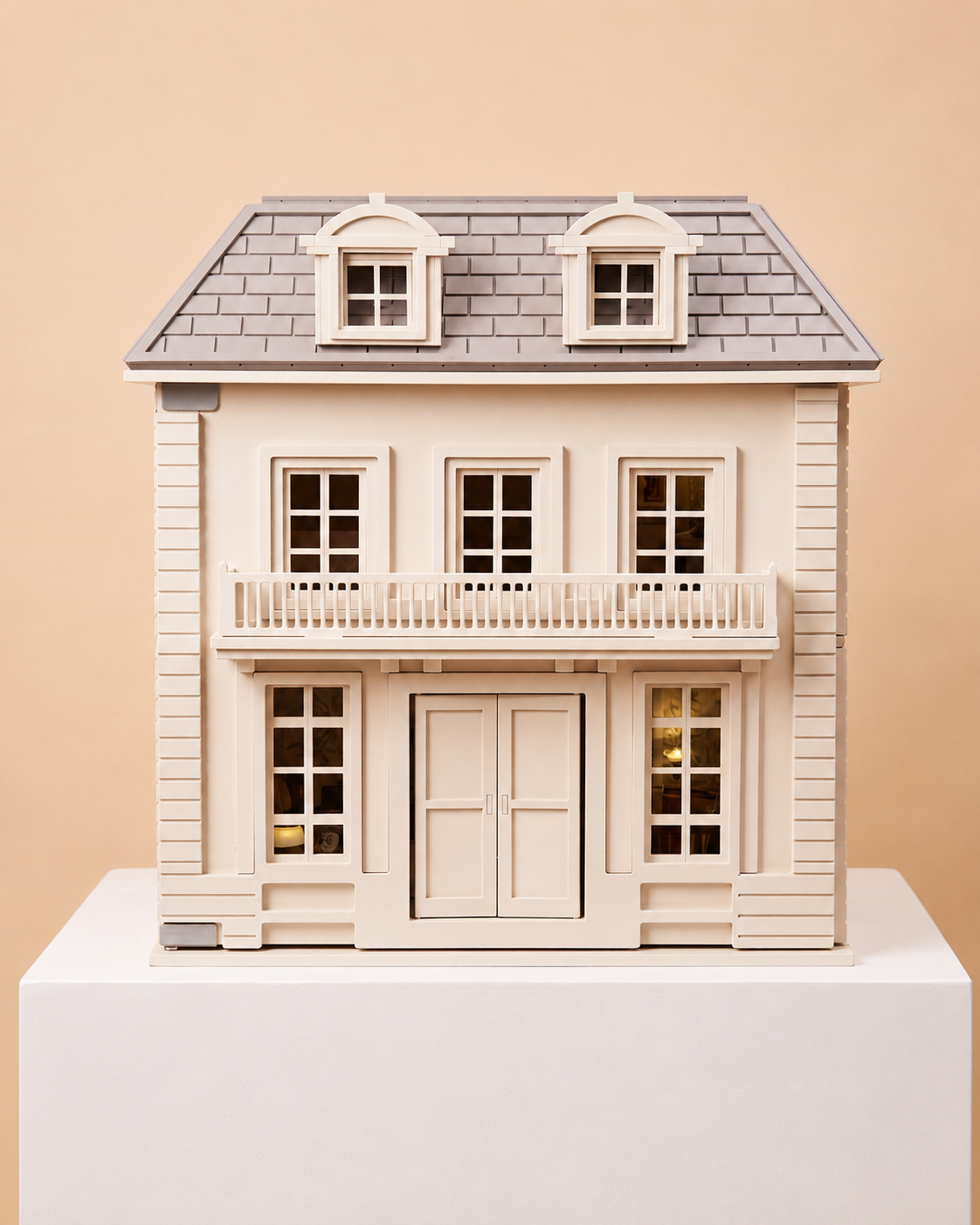 Front elevation of the House of Hamptons wooden dollhouse.