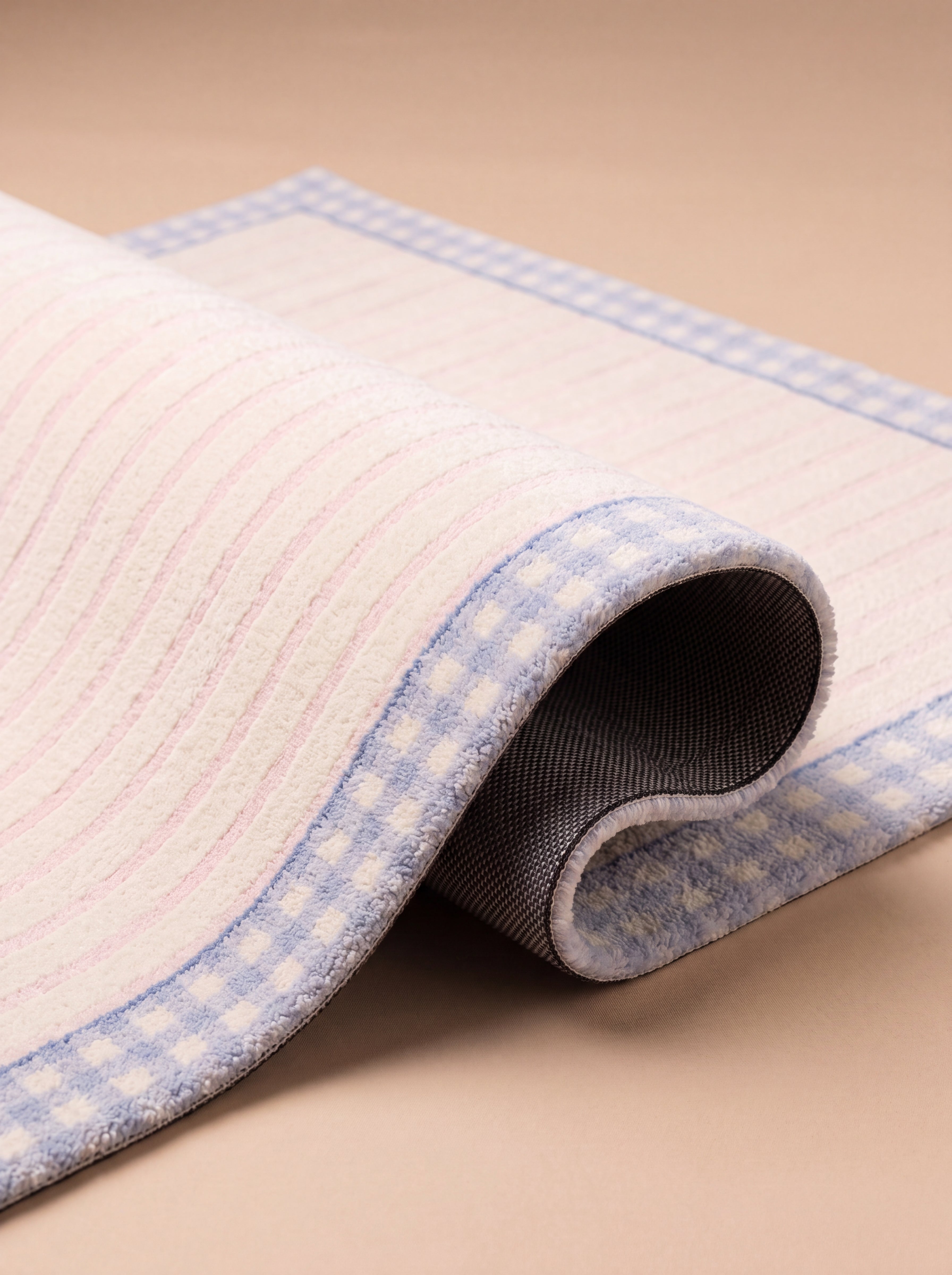 Folded rug showing the texture and non-slip backing.