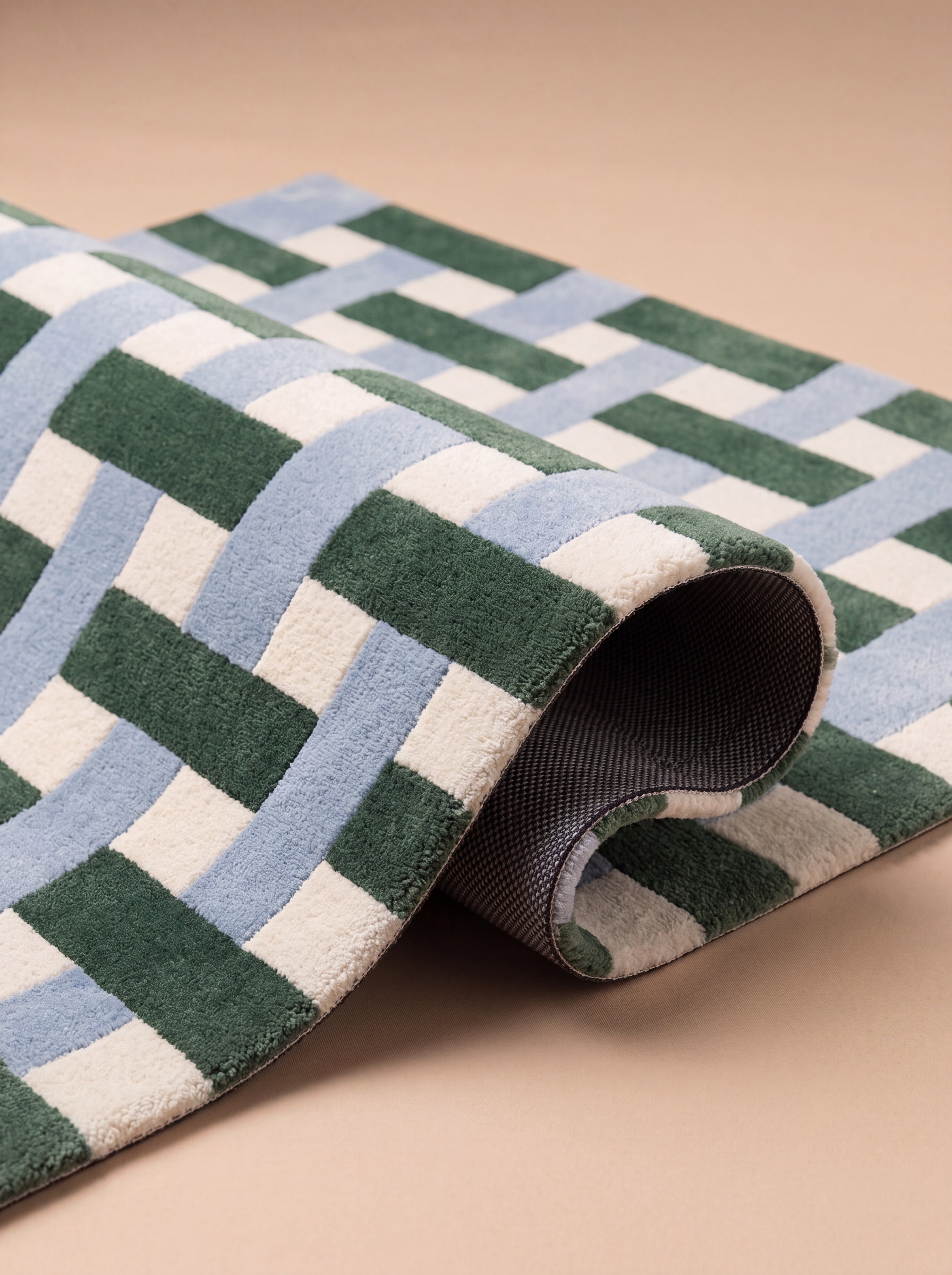 Folded rug showing the texture and non-slip backing.