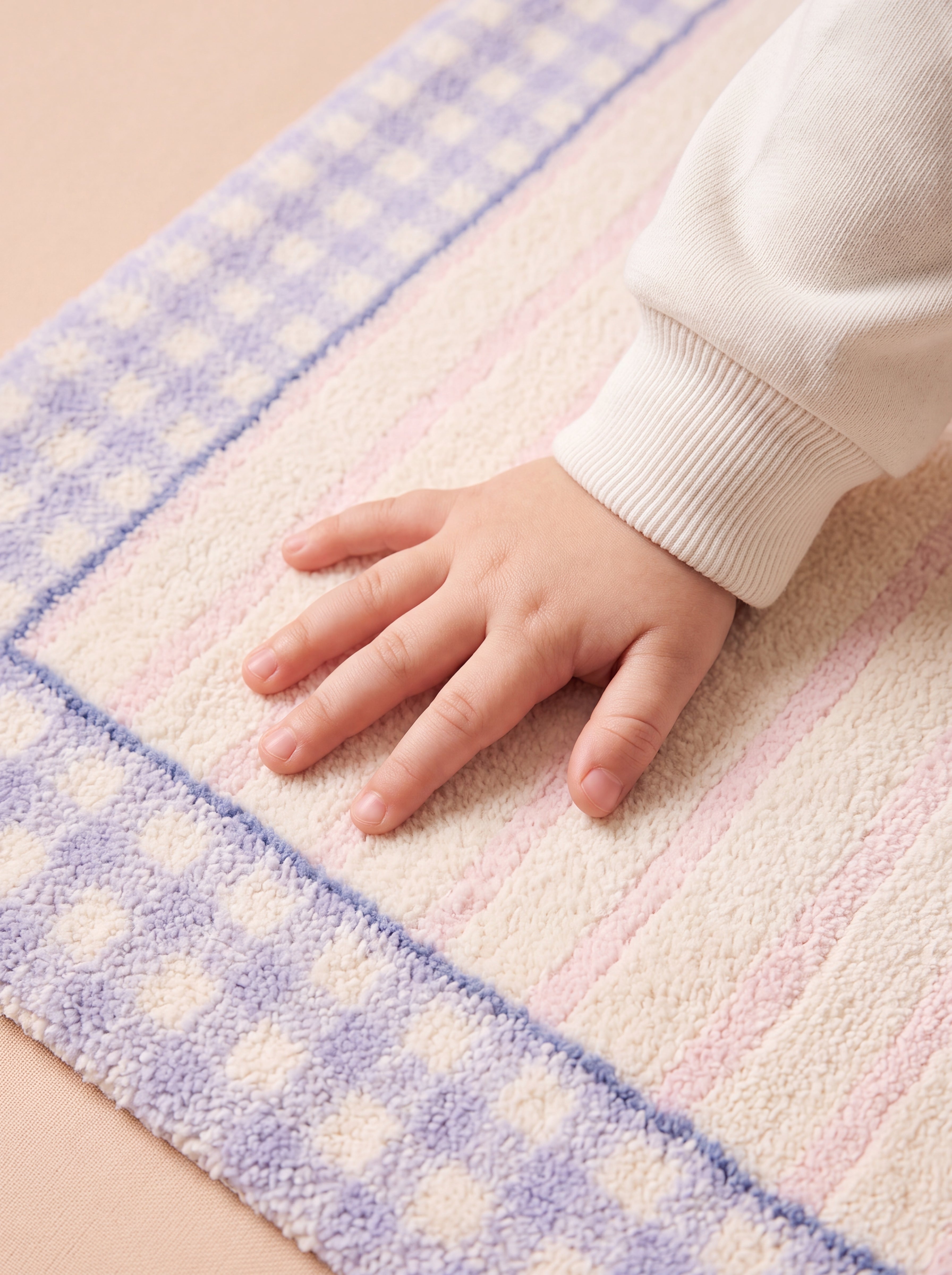 Close-up of the soft texture and gingham border.