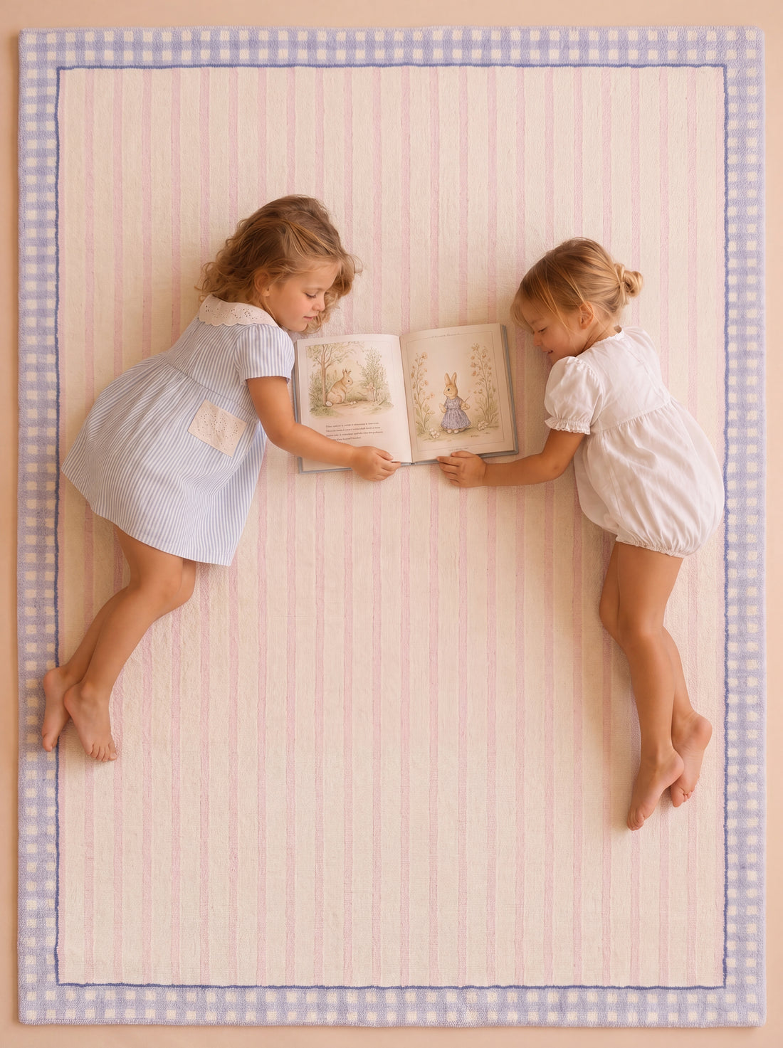 The Gingham rug used for reading together.