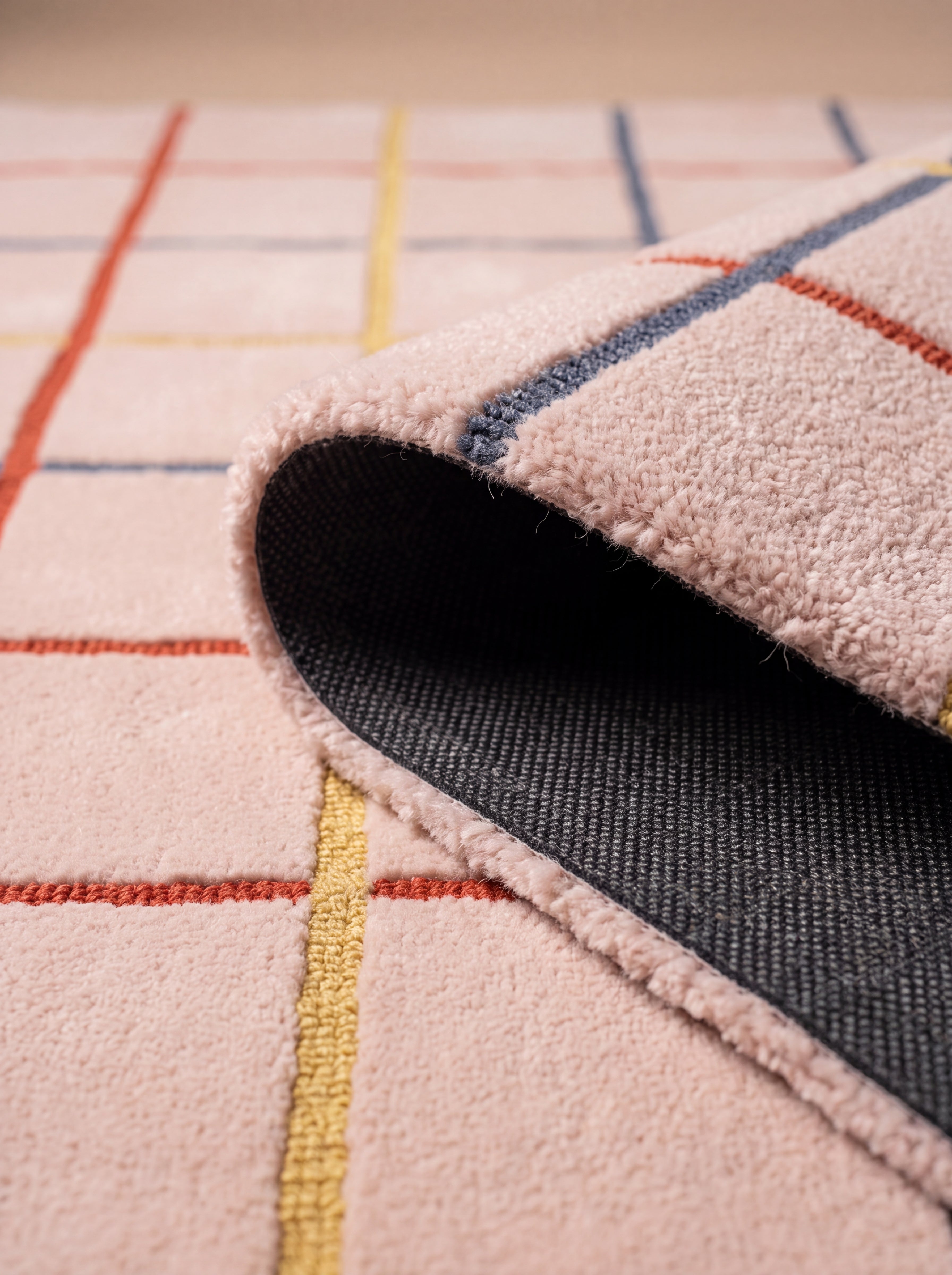Folded rug showing the texture and non-slip backing.