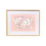 Pink World Map with Animals