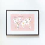 Pink World Map with Animals - Image 6