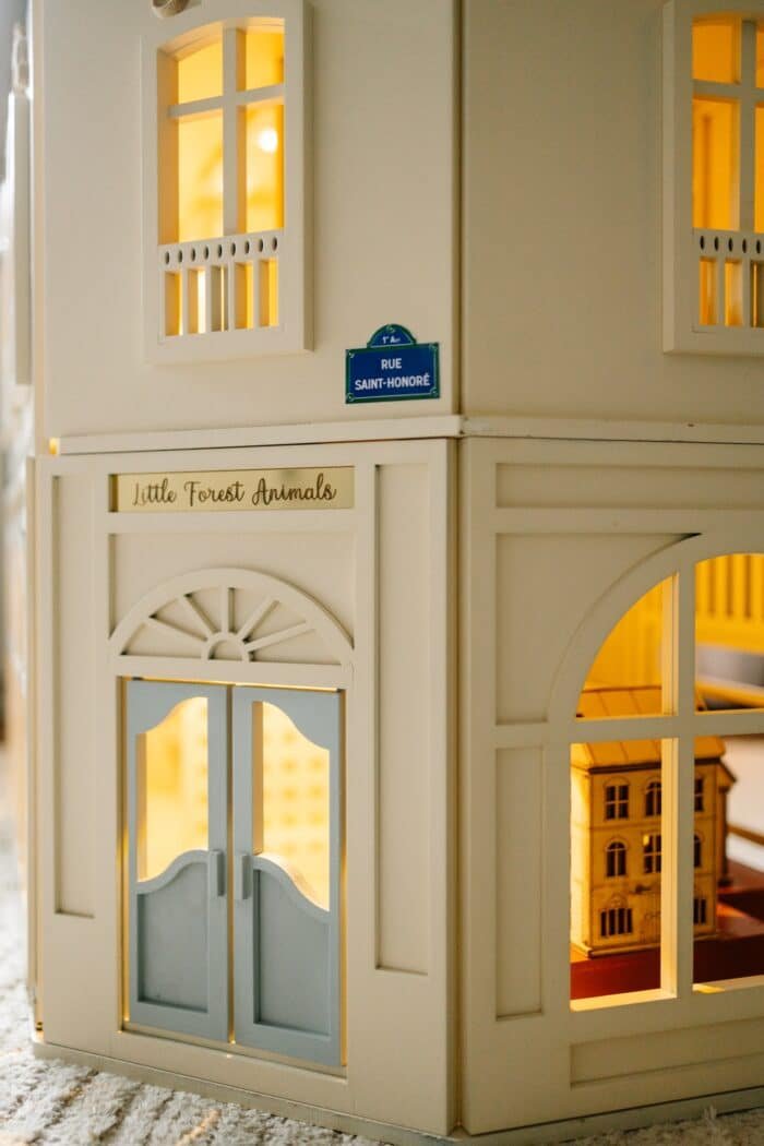 House of Paris Dollhouse front view with detailed Parisian architecture