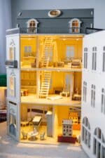 handcrafted four-story Paris Dollhouse featuring French architectural details