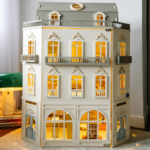 Handcrafted Paris dollhouse with classic French architecture"